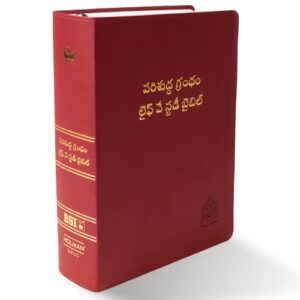 Telugu Study Bible, Red Leather Touch Study Bible