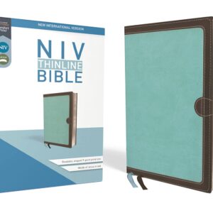 NIV, Thinline Bible, Imitation Leather, Blue/Brown, Red Letter Edition