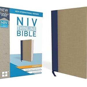 NIV, Thinline Bible, Compact, Cloth Over Board, Blue/Tan, Red Letter