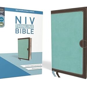 NIV, Thinline Bible, Imitation Leather, Blue/Brown, Red Letter