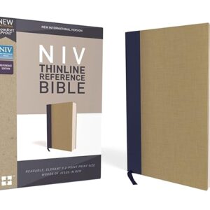 NIV, Thinline Reference Bible, Cloth over Board, Blue/Tan, Red Letter, Comfort Print