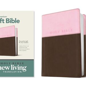 Premium Gift Bible NLT, TuTone (LeatherLike, Pink/Dark Brown, Red Letter)