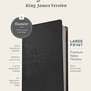 KJV Large Print Premium Value Thinline Bible, Filament Enabled (LeatherLike, Black Celtic Cross, Red Letter)