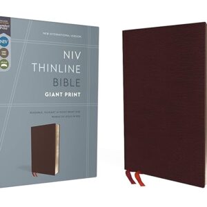 NIV, Thinline Bible, Giant Print, Bonded Leather, Burgundy, Red Letter, Comfort Print