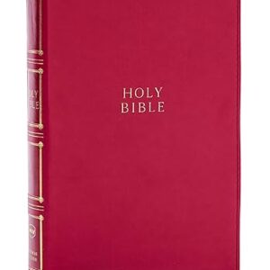 NKJV, Compact Center-Column Reference Bible, Dark Rose Leathersoft, Red Letter, Comfort Print