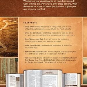 Every Man’s Bible NIV, Deluxe Heritage Edition, TuTone (LeatherLike, Brown/Tan) – Study Bible for Men with Study Notes, Book Introductions, and 44 Charts