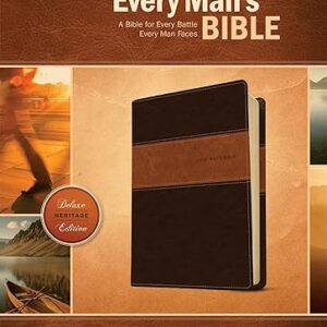 Every Man’s Bible NIV, Deluxe Heritage Edition, TuTone (LeatherLike, Brown/Tan) – Study Bible for Men with Study Notes, Book Introductions, and 44 Charts